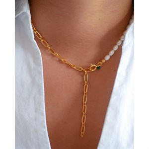 Isla Perlenkette in vergoldete silber von Enamel N96G
