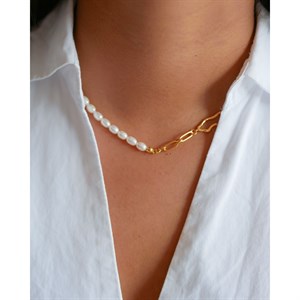 Isla Perlenkette in vergoldete silber von Enamel N96G