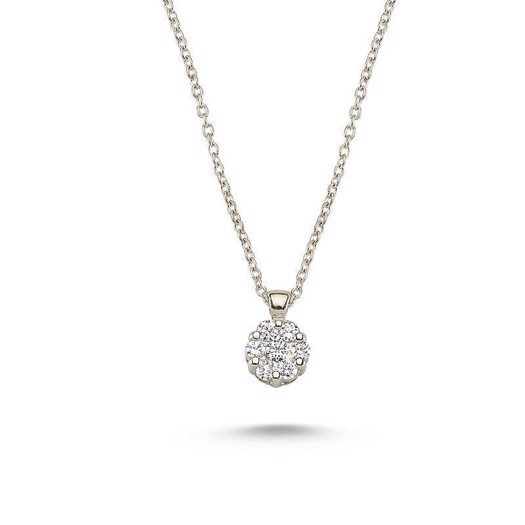 Flora Diamant-Halskette - 14 Karat Weißgold mit Blume aus Diamanten 0,23-0,75 ct