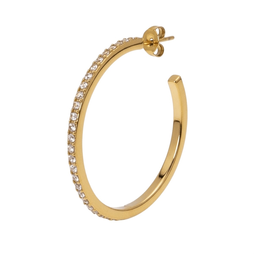 Olympia Hoop Large aus Vergoldet Stahl mit zirkonia von Jane KønigOlympia Hoop Large aus Vergoldet Stahl mit zirkonia von Jane K