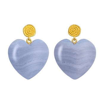 Maanesten Penny Blue Lace Ohrringe aus Vergoldet Silber mit blauem Achat-Herz