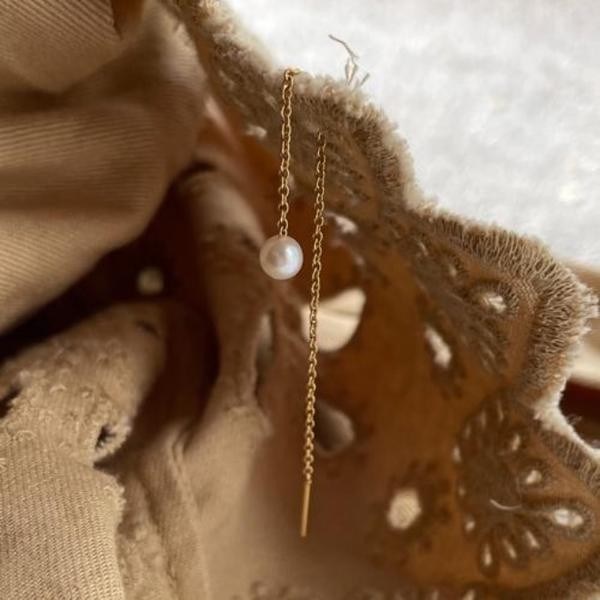 Ohrringkette in Vergoldet mit Perle von Heiring