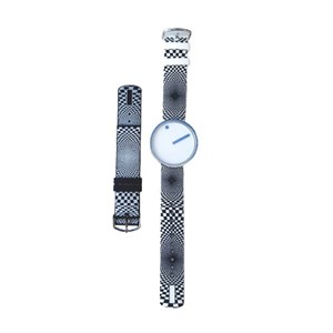 Picto - Karierte Uhr mit weißem Zifferblatt 40mm**