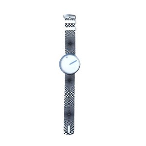 Picto - Karierte Uhr mit weißem Zifferblatt 40mm**