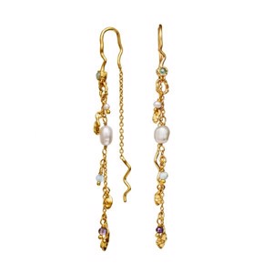 Maanesten Poppy Ohrringe in vergoldetem Silber mit Süßwasserperle und farbigen Steinen