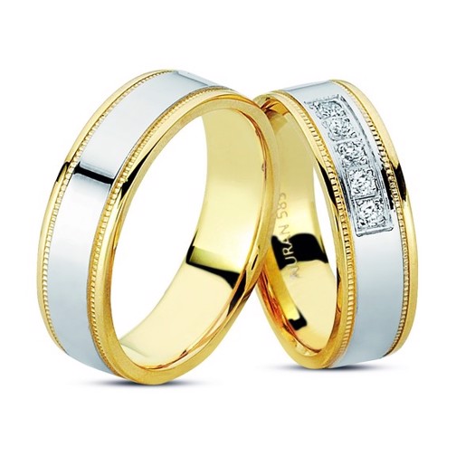 Ringe aus 14 kt Gold und Weißgold - 0,15 Karat Diamanten