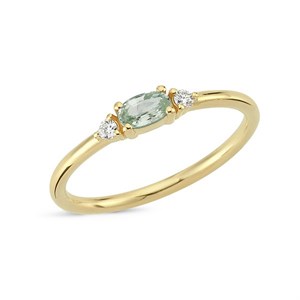 Petit oval - grüner Saphir Ring aus 14 kt. Gold | R1111