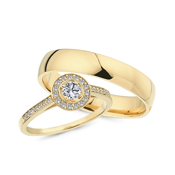 Trauringe in 14 kt Gold mit Brillanten R3012-CN1012