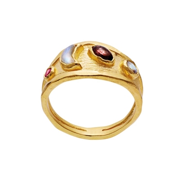 Maanesten - Raaya ring aus vergoldetem silber mit Steinen