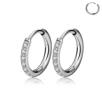 Titan Creolen 16 mm mit klaren Steinen