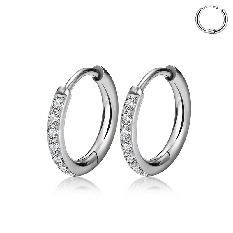 Titan Creolen 16 mm mit klaren Steinen