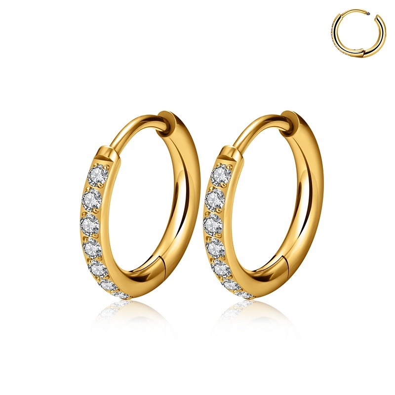 vergoldete Titan-Creolen 16 mm mit Steinen