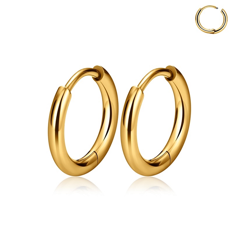 Goldfarbene Titan-Creolen 16 mm ohne Steine