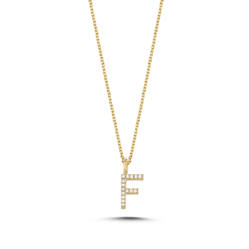 Buchstabenanhänger in 14 kt Gold mit insgesamt 0,035 - 0,115ct - 9,5 mm