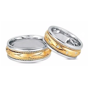 Ringe aus 14 Karat Gold und Weißgold - 13x0,01 Karat Diamanten