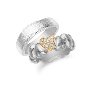 14 kt Weißgoldringe - Herzring insgesamt 0,08 ct