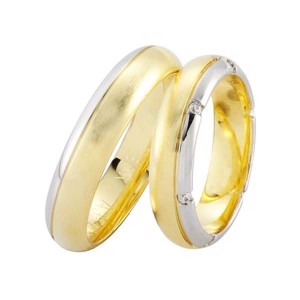 Ringe aus 14 Karat Gold und Weißgold - 6 Brillanten