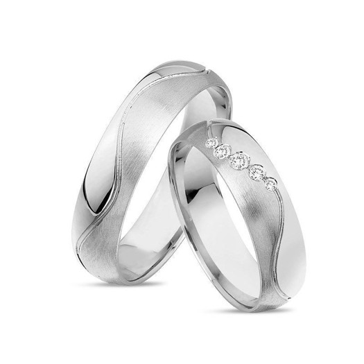 14 kt Weißgoldringe - 5 Brillanten 