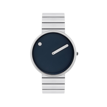 Picto - Navy Blue Scheibe mit Stahlarmband aus Stahl - 40 mm