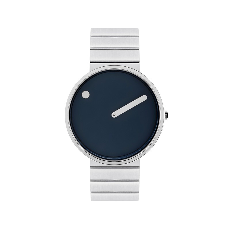 Picto - Navy Blue Scheibe mit Stahlarmband aus Stahl - 40 mm