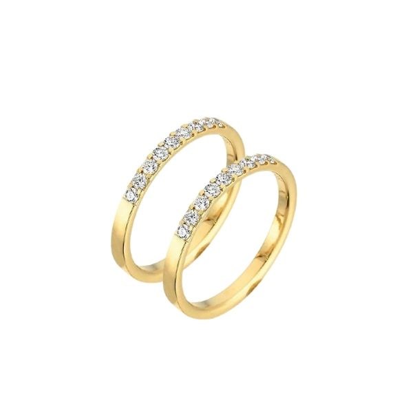 Nuran - Trauringe aus 14kt. Gold mit 9 Diamanten in jedem Ring