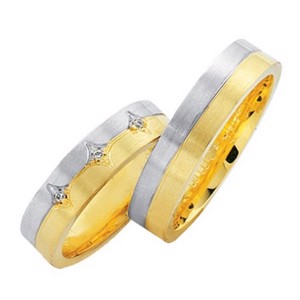 Ringe aus 14 kt Gold und Weißgold - 0,03 Karat Diamanten
