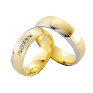 Ringe aus 14 kt Gold und Weißgold - 0,10 kt Diamanten