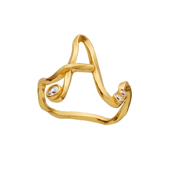 Alphabet Ring aus Vergoldet Silber mit dem Buchstaben A von Maanesten