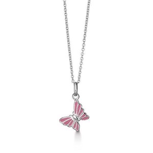 Aagaard Kinderschmuck - Silber Halskette mit rosa Schmetterling für Kinder