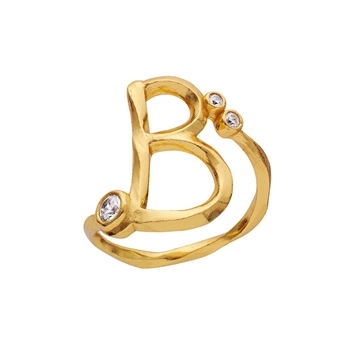 Alphabet Ring in Vergoldet Silber mit dem Buchstaben A von Maanesten