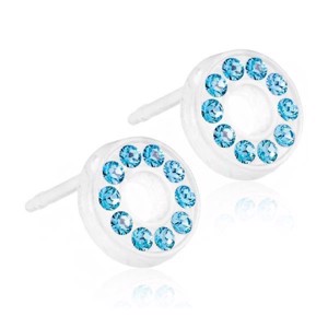 Blomdahl - Hautfreundliche Ohrringe mit blauen Swarowski-Kristallen Ø8 mm - offen