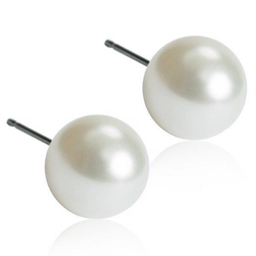 Blomdahl - Titan-Ohrring mit weißer Kristallperle Ø4-8 mm