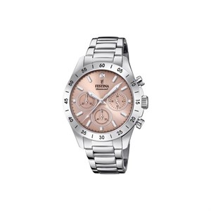 Festina Boyfriend Collection Diamant-Uhr mit rosa Streifen 20397/3