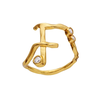 Alphabet Ring aus Vergoldet Silber mit dem Buchstaben F von Maanesten