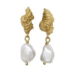 Frigg-Ohrringe in vergoldetem von Maanesten mit Perlen | 9698a
