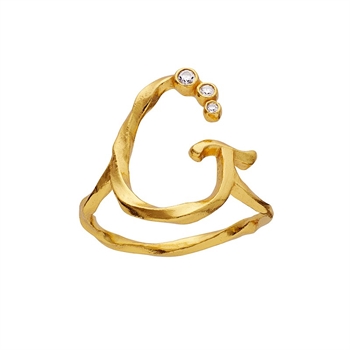 Alphabet Ring aus Vergoldet Silber mit dem Buchstaben G von Maanesten