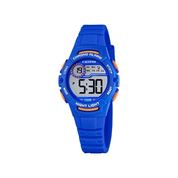 Calypso – Digitale blaue runde Kinderuhr mit Silikonarmband