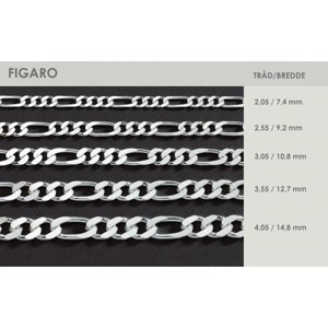 Figarokette aus Sterlingsilber - Verschiedene Größen und Längen