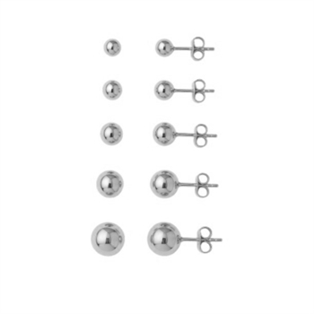 Silberne Kugel-Ohrringe aus Silber - Ø3-7 mm