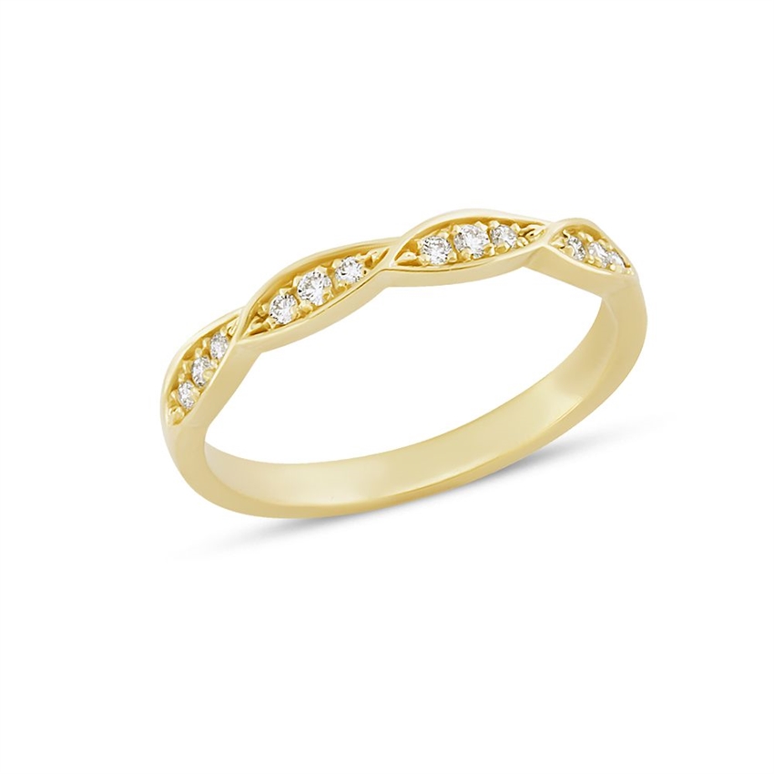 Lilienblatt - Ring aus 14 Karat Gold mit Diamanten von insgesamt 0,14 Karat