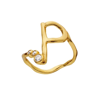 Alphabet Ring in Vergoldet Silber mit dem Buchstaben P von Maanesten