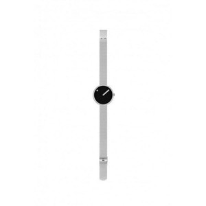 Picto Uhr - Schwarzes Zifferblatt, mattes Stahlnetzarmband - 30 mm 43369-0812