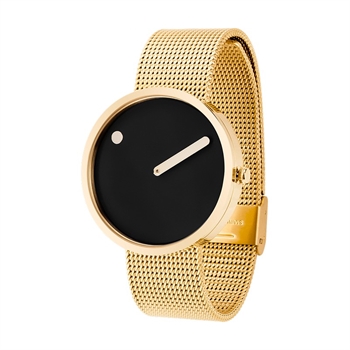 Picto Uhr - schwarzes Zifferblatt, goldenes armband