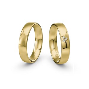 Siersbøl Hochzeit - Eheringe aus 9-14kt. Gold mit Herz mit Brillant (0,021ct.) in Profil 2