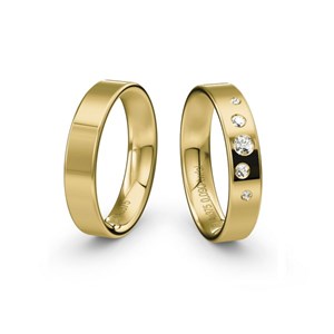 Siersbøl Hochzeit - Eheringe aus 9-14kt. Gold mit Stern (0,09ct.) im Profil 3