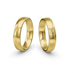 Siersbøl Hochzeit - Eheringe aus 9-14kt. Gold mit Herz mit Brillant (0,021ct.) in Profil 4