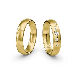 Siersbøl Hochzeit - Eheringe aus 9-14kt. Gold mit Stern (0,09ct.) im Profil 4