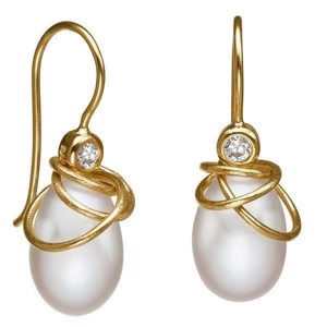 Rabinovich Magic Circles - Vergoldet Ohrringe mit weißer Perle und Zirkon