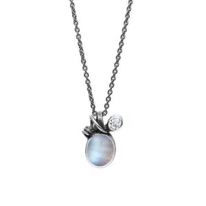 Rabinovich Midnight Moon - Oxydierte Silber Halskette mit Regenbogen Mondsteinen