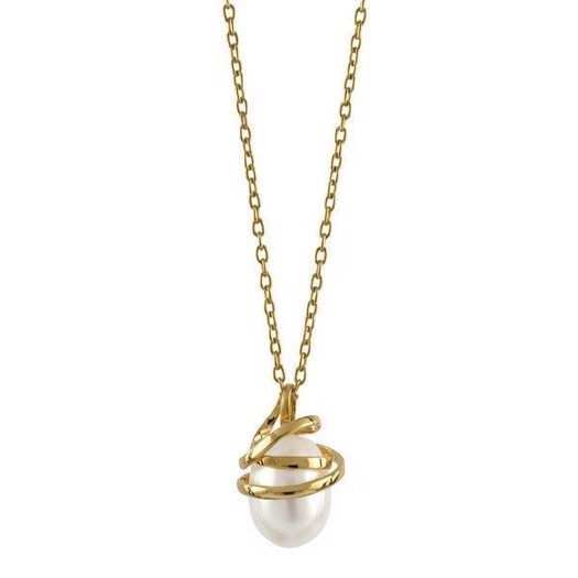 Rabinovich Serpentin - Gold Halskette mit Perlenanhänger